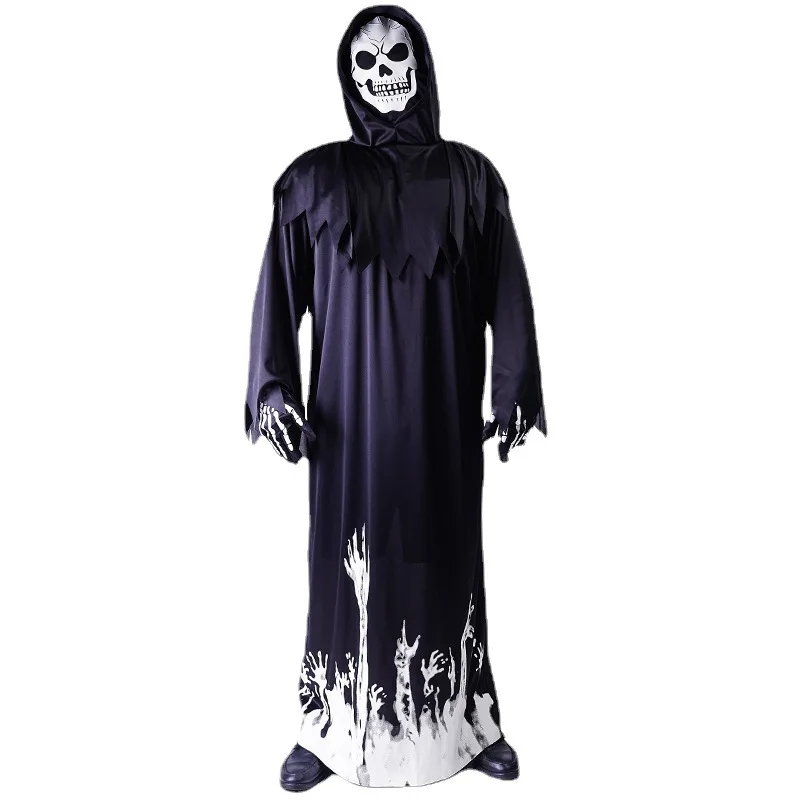 IOOTIANY Halloween Men's Luminous Sickle Hooded Robe Funny Jumpsuit Suit Holiday Party Cosplay Stage Performance Costume 2025