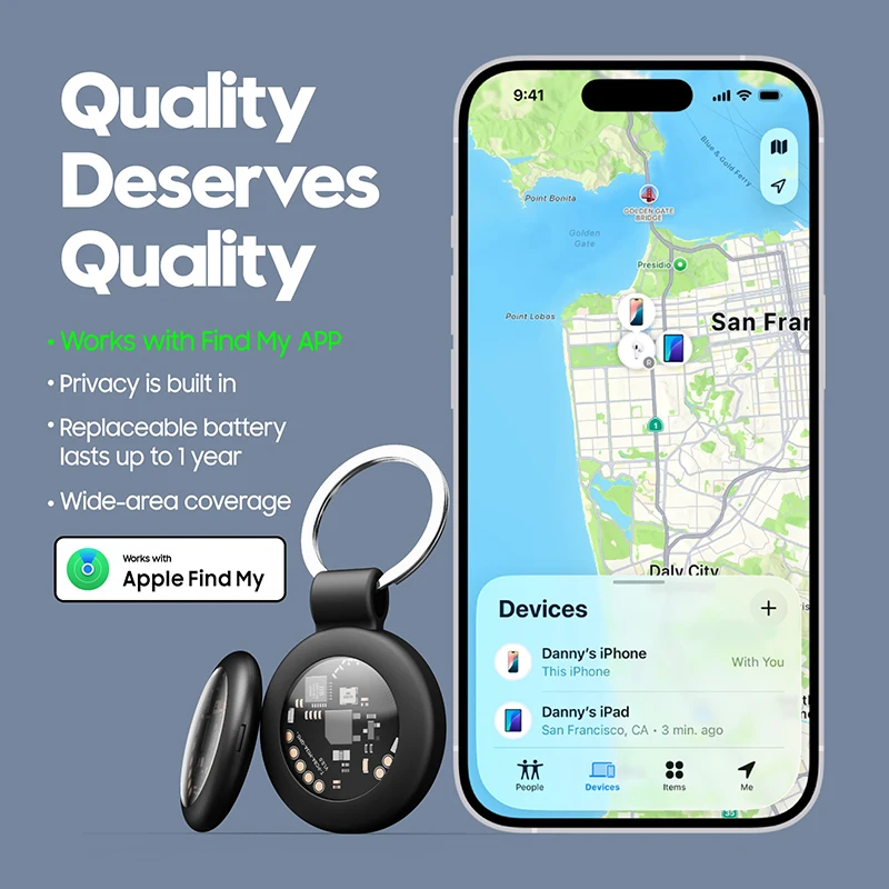 Smart Tracker Tag for Apple Find My Anti-Lost Locator with Sound Alert GPS Compatible with iOS iPhone iPad for Keys Wallet Car P