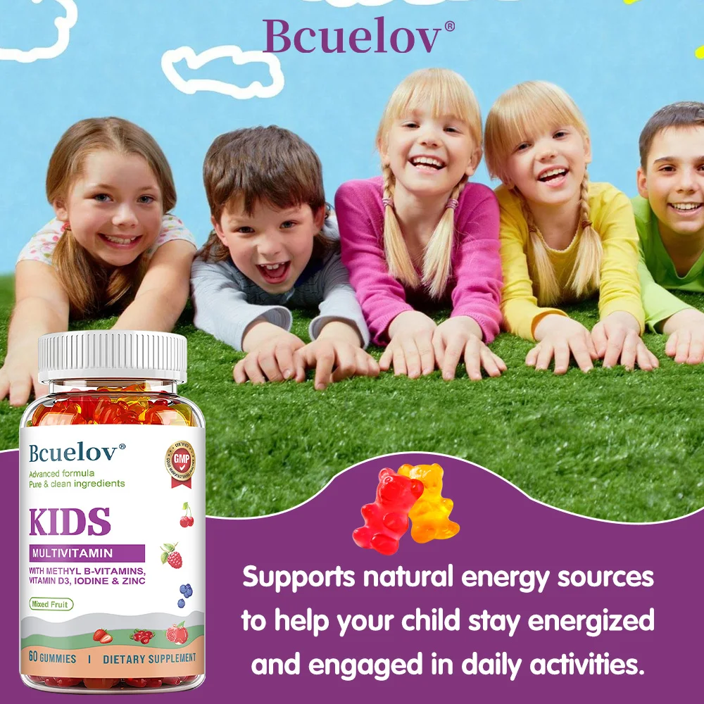 فيتامينات متعددة للأطفال، مع فيتامينات D3، C، B12، B6 والزنك، تعزيز المناعة، تعزيز صحة المفاصل، تعزيز الذاكرة، تعزيز الطاقة الطبيعية #3