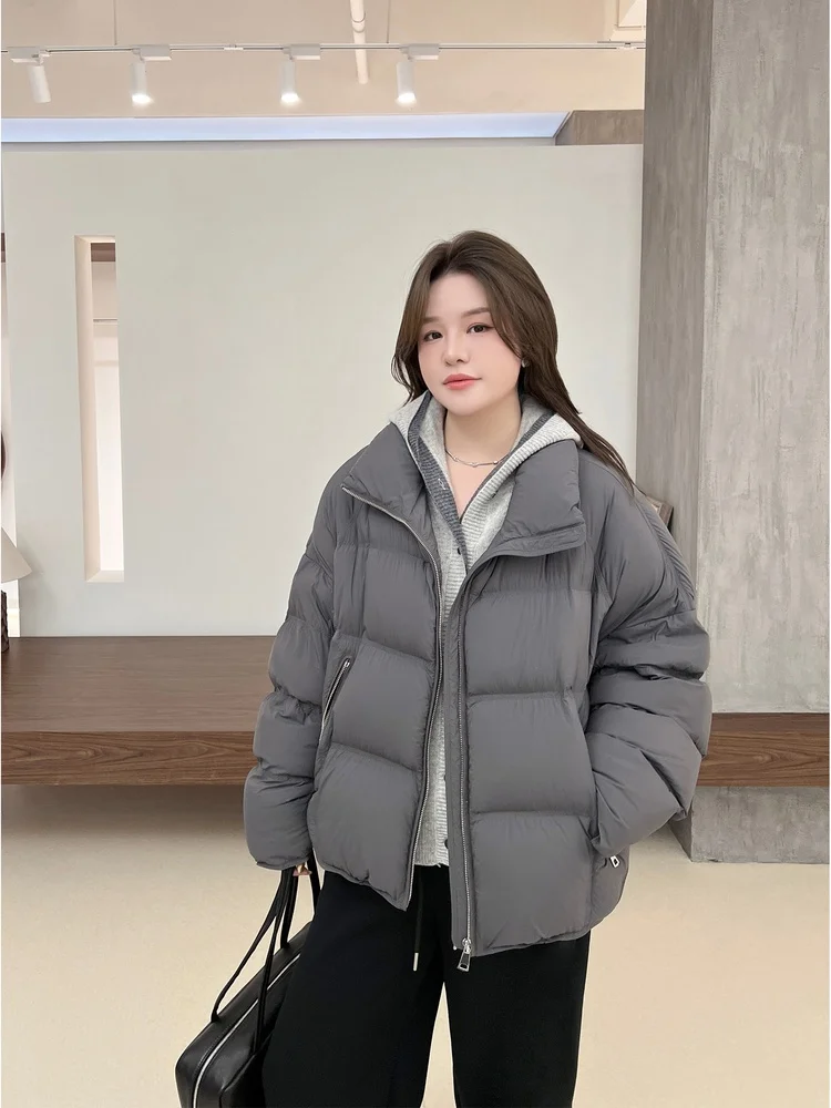 

Теплая пуховая куртка-пуховик с воротником-стойкой, утепленная, размер M, женская, модная, больших размеров, зимнее пальто, повседневное, с длинными рукавами