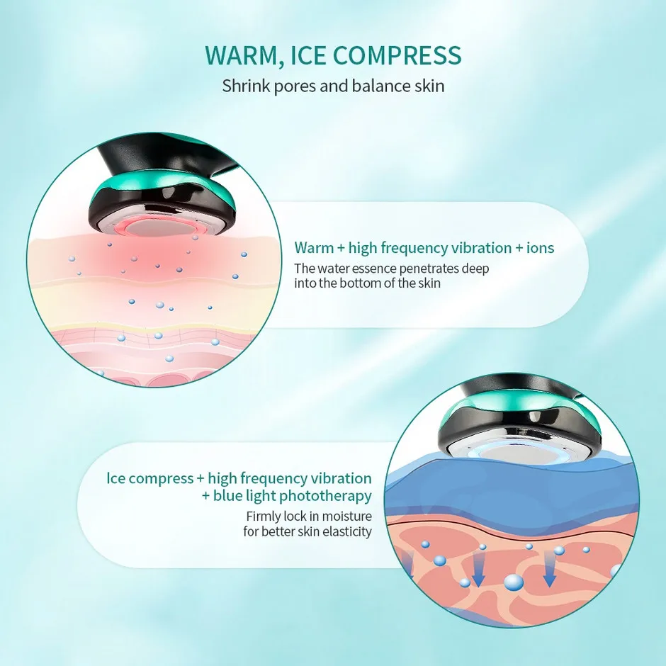 4 في 1 EMS مكافحة الشيخوخة الوجه الساخن الباردة مدلك LED الفوتون العلاج بالضوء جهاز العناية بالبشرة شد الوجه تدليك سونيك الجمال