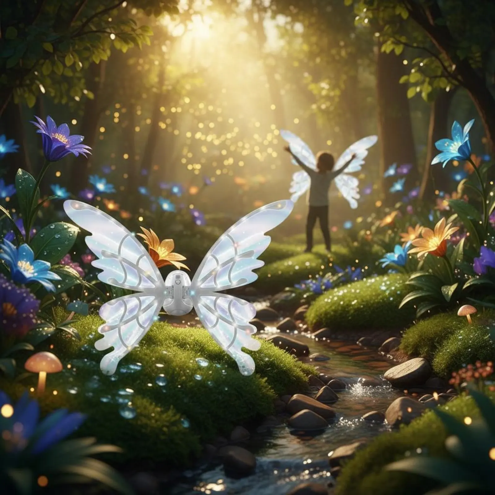 LED Fairy Wings Glowing Electric Fairy Wings Backpack Toy Wearable Appendage Prop Gift Idea for Outdoor