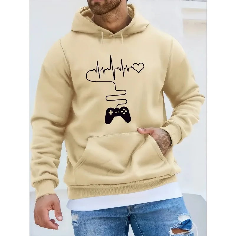 

2025 популярная толстовка с капюшоном и принтом, повседневная модная толстовка с капюшоном и длинными рукавами с принтом игрового контроллера, спортивный пуловер