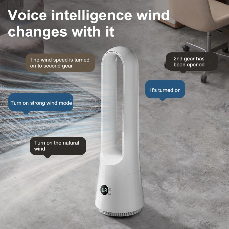 2026 New Smart Bladeless Fan with Voice Control, 2-in-1 Cooling/Heating Tower Fan for Home/Office All-season Smart Fan With Time