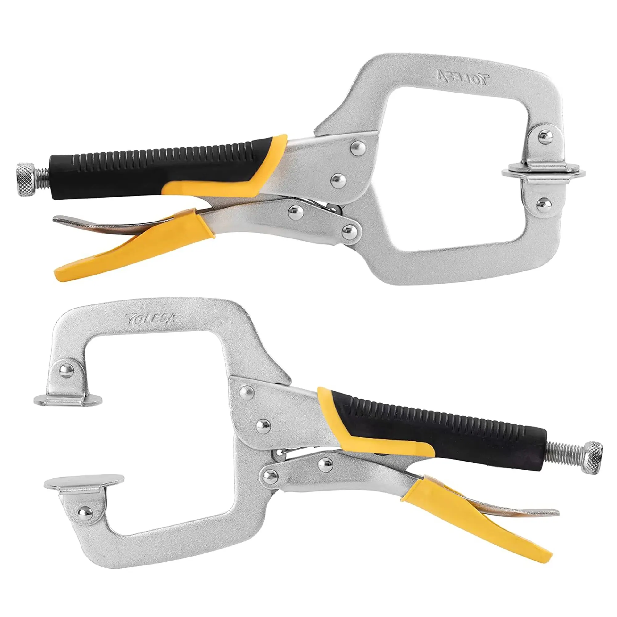 TOLESA 2PCS C Clamp Metal Face Clamps for Woodworking 9”/11” Heavy Duty Welding Clamps for Pocket Hole Joinery Cabinet Carpentry