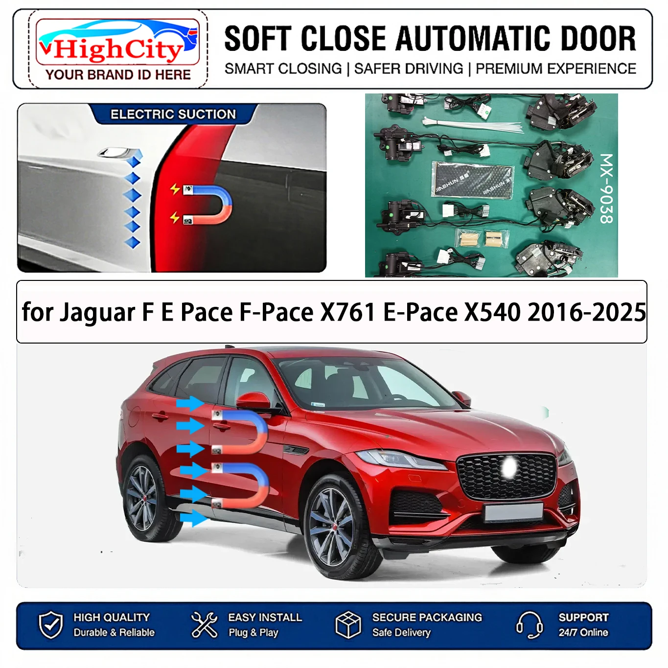 for Jaguar F E Pace F-Pace X761 E-Pace X540 OEM Electric Suction Soft Close Door Kit Smart Anti Pinch Auto Cinch Latch System