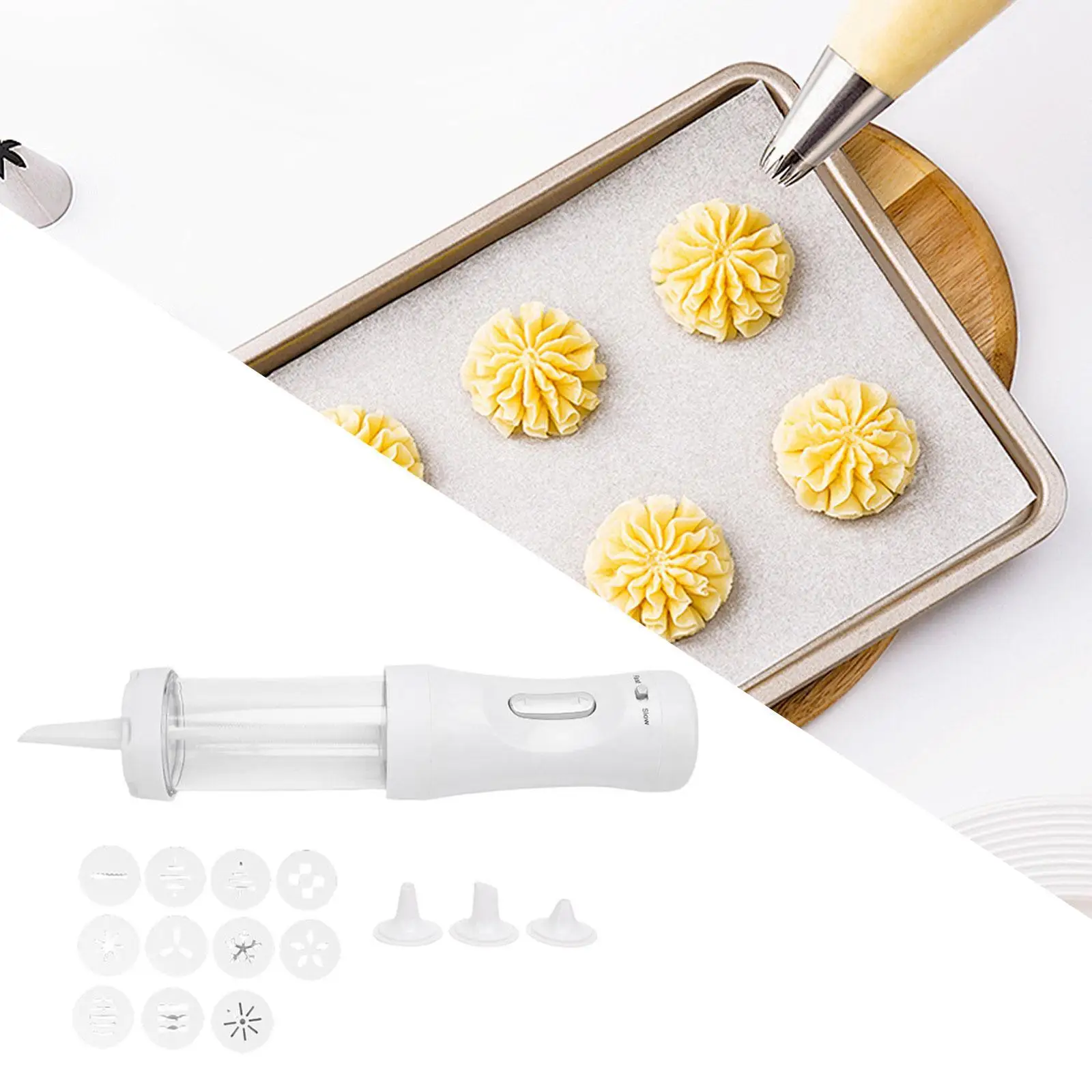 Cookie Press Maker Kit with Icing Nozzles and Cookie Discs Baking Tools for Professional Cookie Shapes and Pastry Decoration