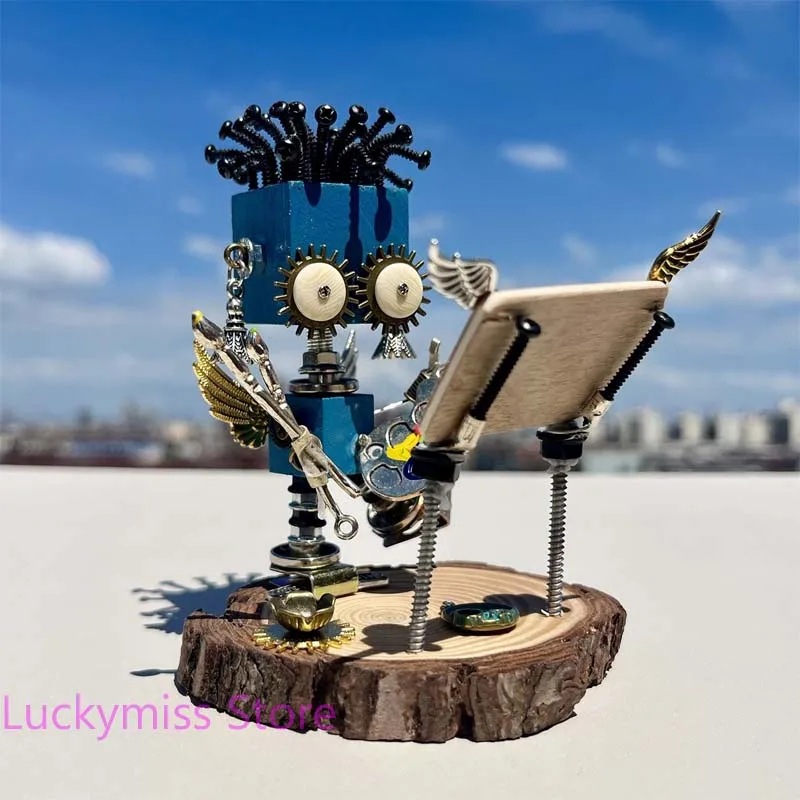 Handcrafted Travel Steampunk Robot Ornament Finished Tabletop Decor Viral Creative New Year Christmas Friends Classmate Gift