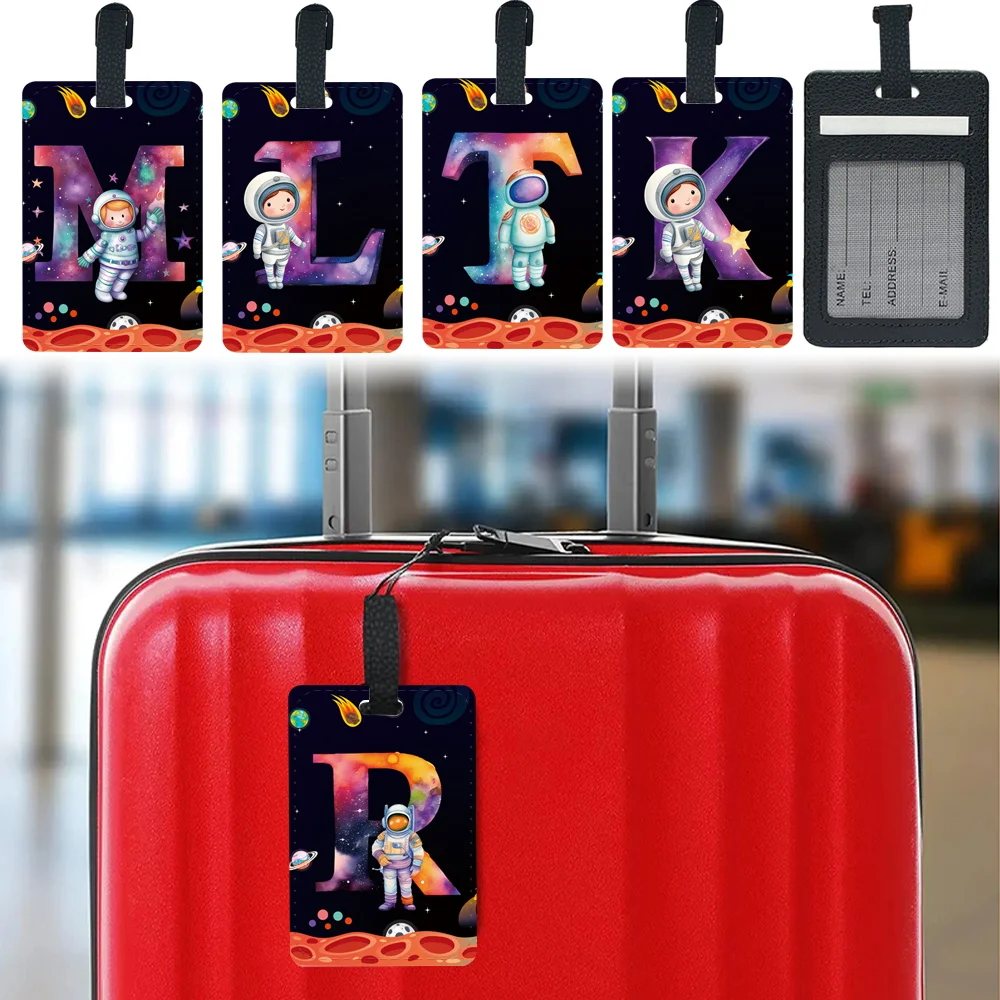 Pu Travel Luggage Tag Pass Portable Personalized Luggage Tags Travel Tag Suitcase ID Name Address Astronaut Letter Pattern