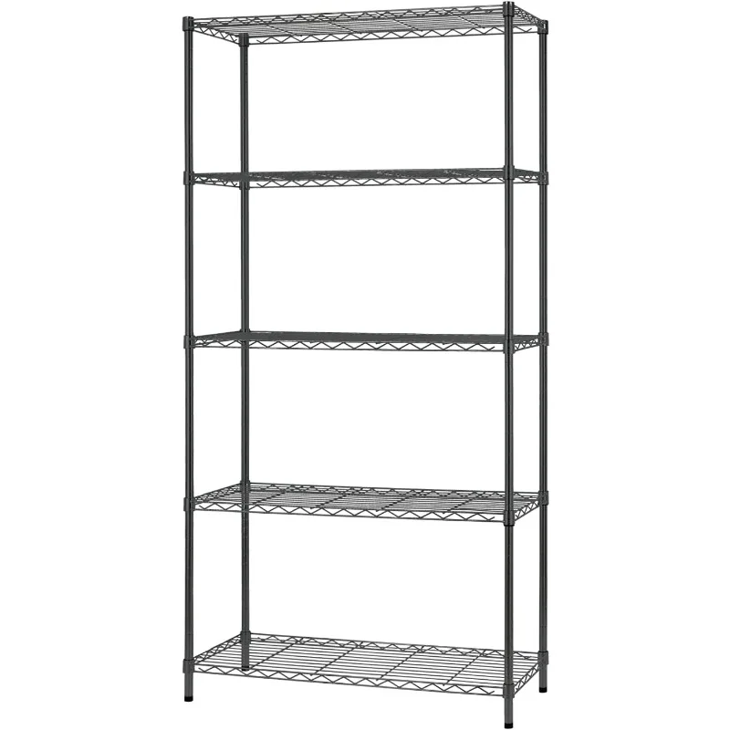 Wire Shelving Unit Commercial Metal Shelf with 5 Tier Adjustable Layer Rack Strong Steel for Restaurant Garage Pantry Kitchen