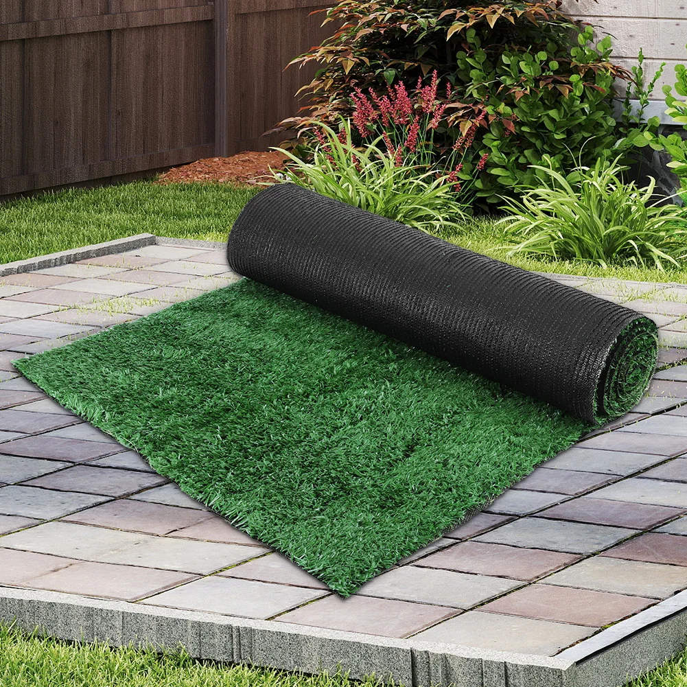 Realistic Artificial Grass Rug with Drainage Hole Artificial Grass Turf Fake Faux Grass Rug for Patio Lawn Decoration