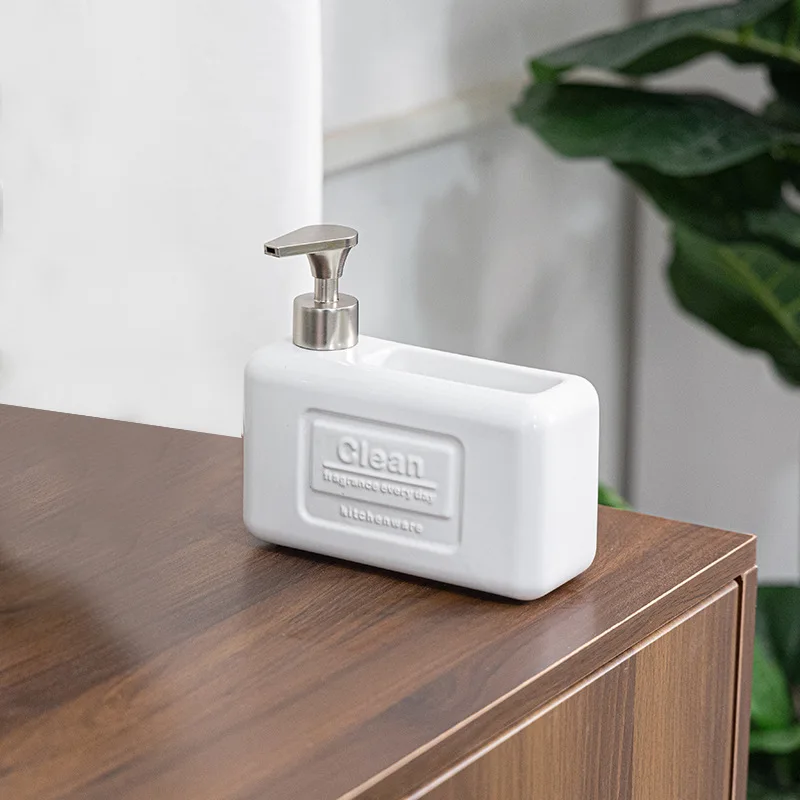 

Ceramic Press Dispenser - Vintage American Refillable Bottle for Shampoo, Body Wash & Hand Soap