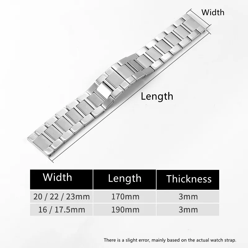 16mm 17.5mm 20mm 22mm 23mm Stainless steel watch strap Folding buckle bracelet for CARTIER Tank/Ronde Watch accessories