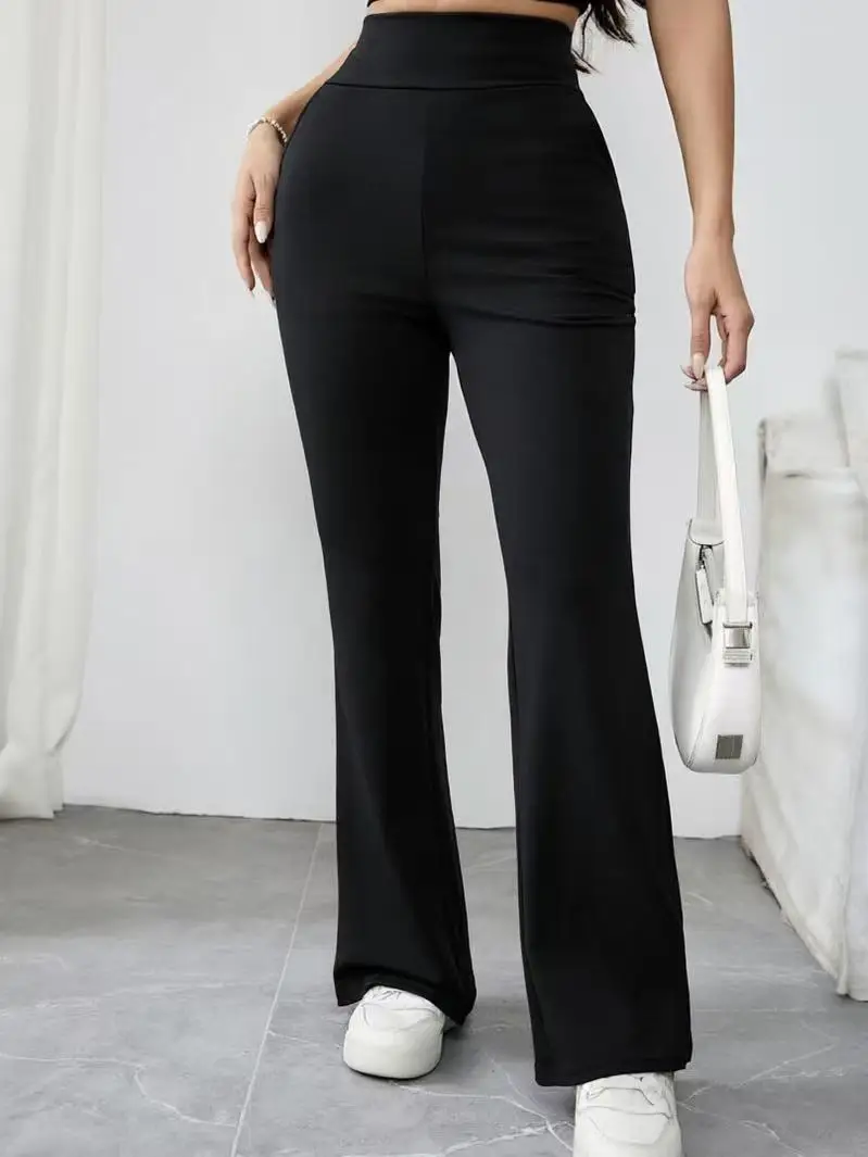 Women's High-Waisted Flare Casual Pants, High-Stretch Wide Waistband, Comfortable and Non-Binding Without Squeezing Your Tummy.