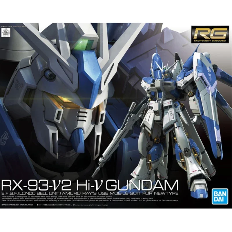 BANDAI Anime RG 1/144 RX-93-v2 Hi-ν Gundam New Mobile Report Gundam Assembly Plastic Model Kit Action Toys Figures Gift