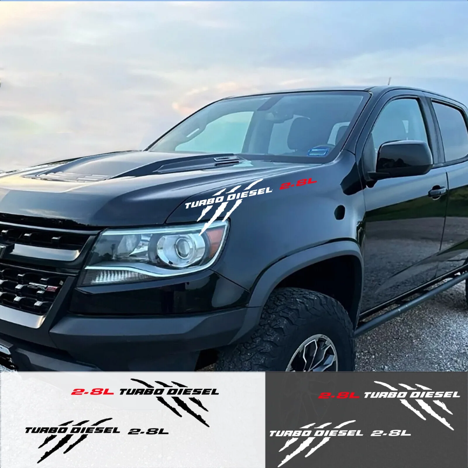 

2.8L Turbo Diesel Car Hood Claw Graphics Decals for Chevrolet Colorado Canyon Stickers Auto Truck 2pcs