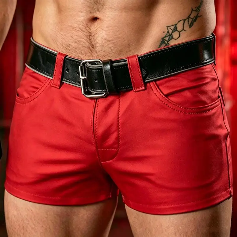 

New 2026 Men's Casual Pure Color PU Leather Shorts Versatile Harajuku Style Anti-Tear City Walk Trousers Summer Season Fashion