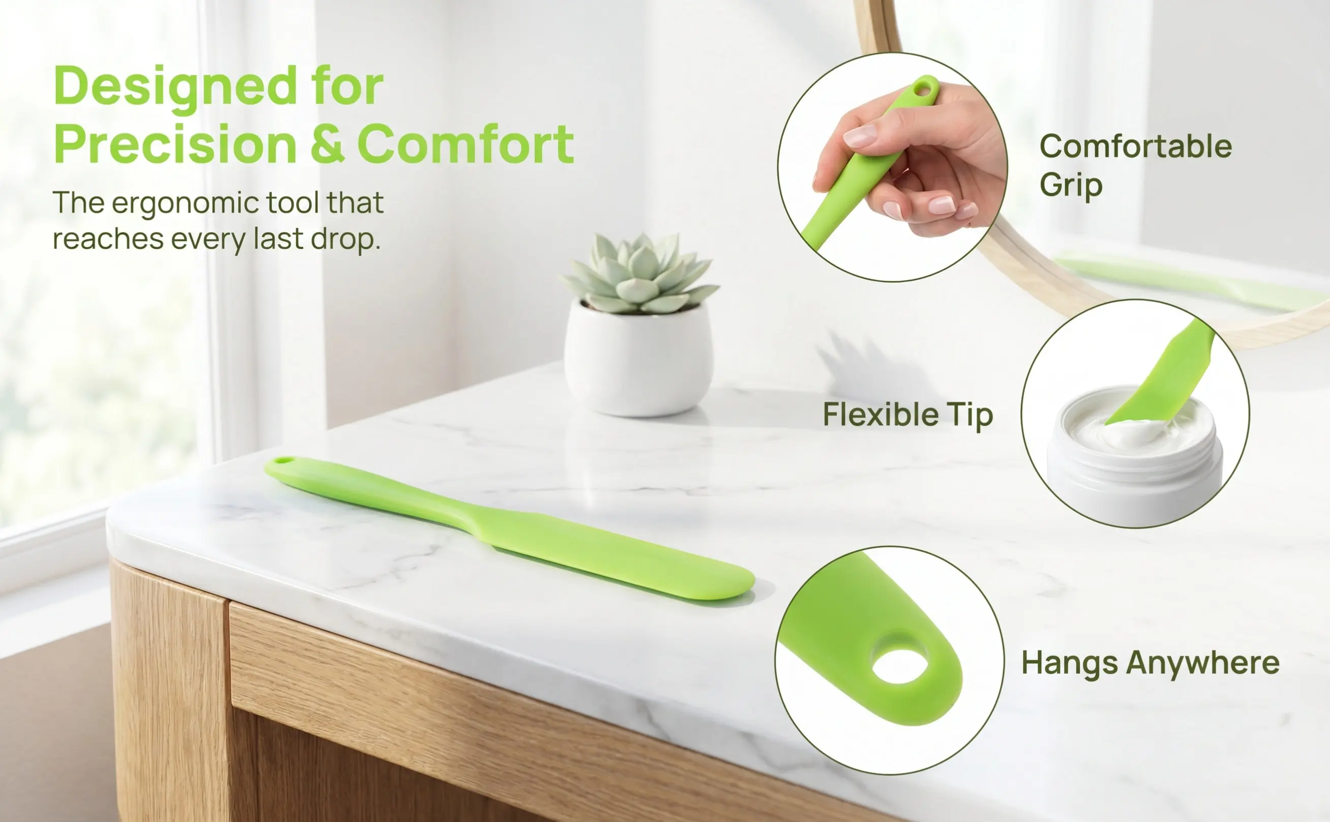 Silicone Scraper Spatula Ergonomic Handle with Hanging Hole Multifunctional Baking Tool for Cake Decorating Butter Spreading