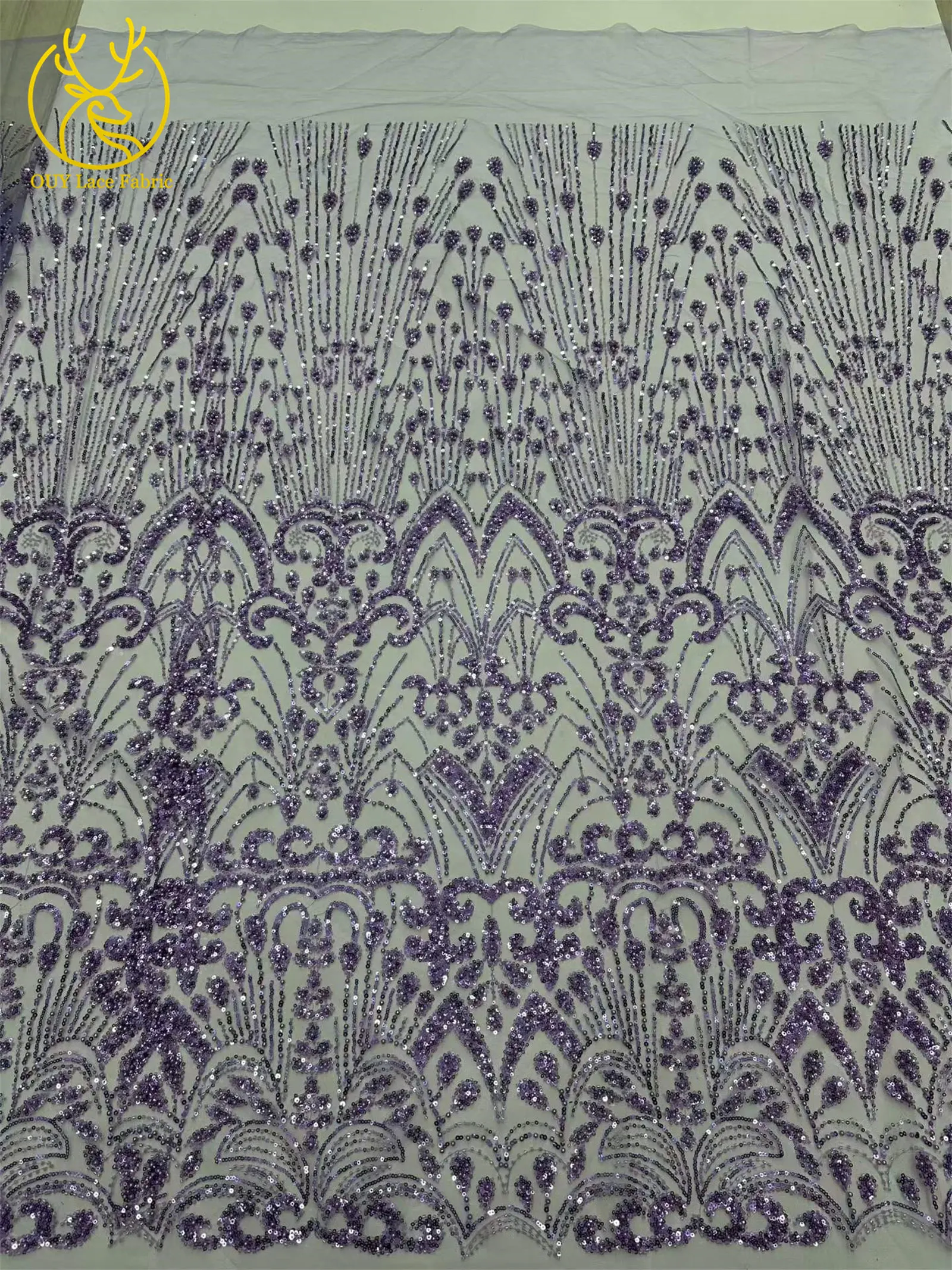 Goldener Luxus-Spitzenstoff mit Perlen und Pailletten, 5 Yards, afrikanischer Spitzenstoff, hochwertiger nigerianischer Netzspitzenstoff für Partykleider und Näharbeiten – Detail 10