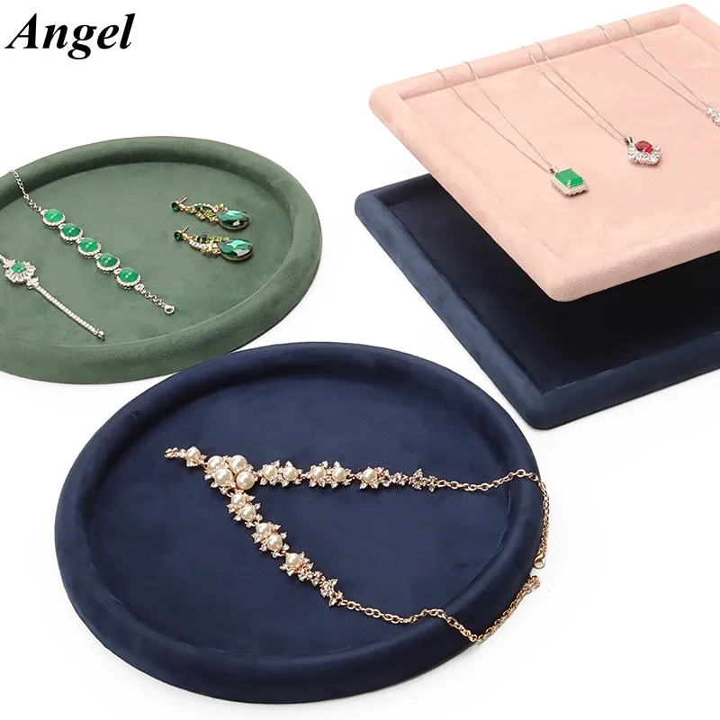 

Кашемировый лоток для демонстрации ювелирных изделий, штабелируемый ожерелье, браслет, кольцо, ящик для часов, витрина, держатель для ювелирных изделий, Прямая поставка