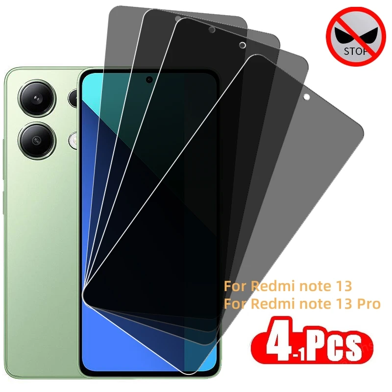 

4-1Pcs Privacy Screen Protector For RedmiNote 13 4G Anti-spy Tempered Glass Anti Peeping Phone Film For Xiaomi RedmiNote 13 Pro