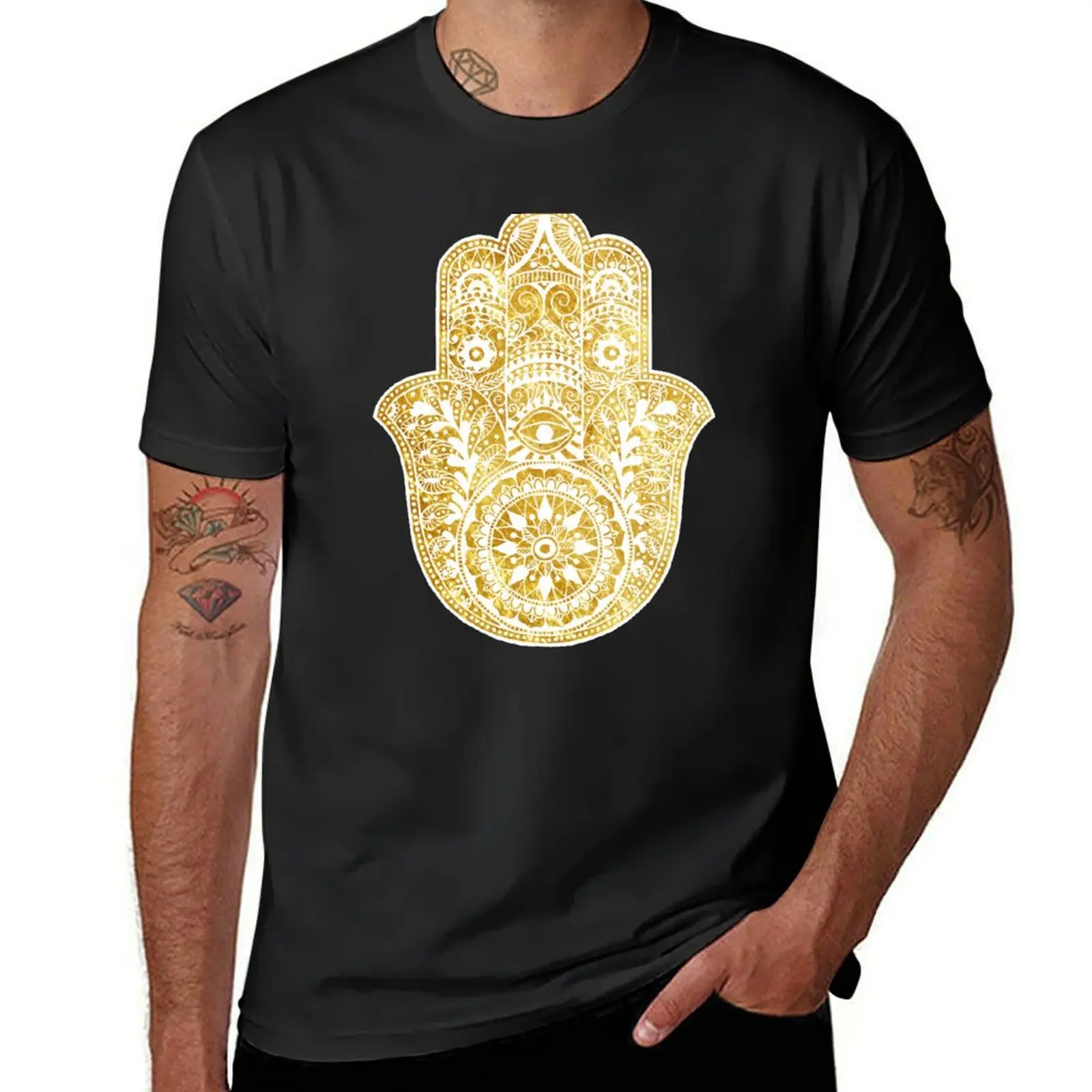 White Gold Hamsa Hand T-Shirt customs tees mens champion t shirts