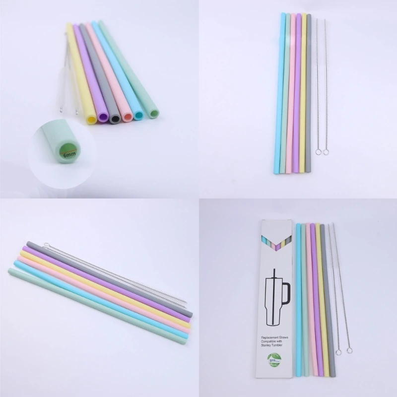 Pajitas colores, Material silicona, accesorio repuesto, pajita reutilizable para tazas 87HA