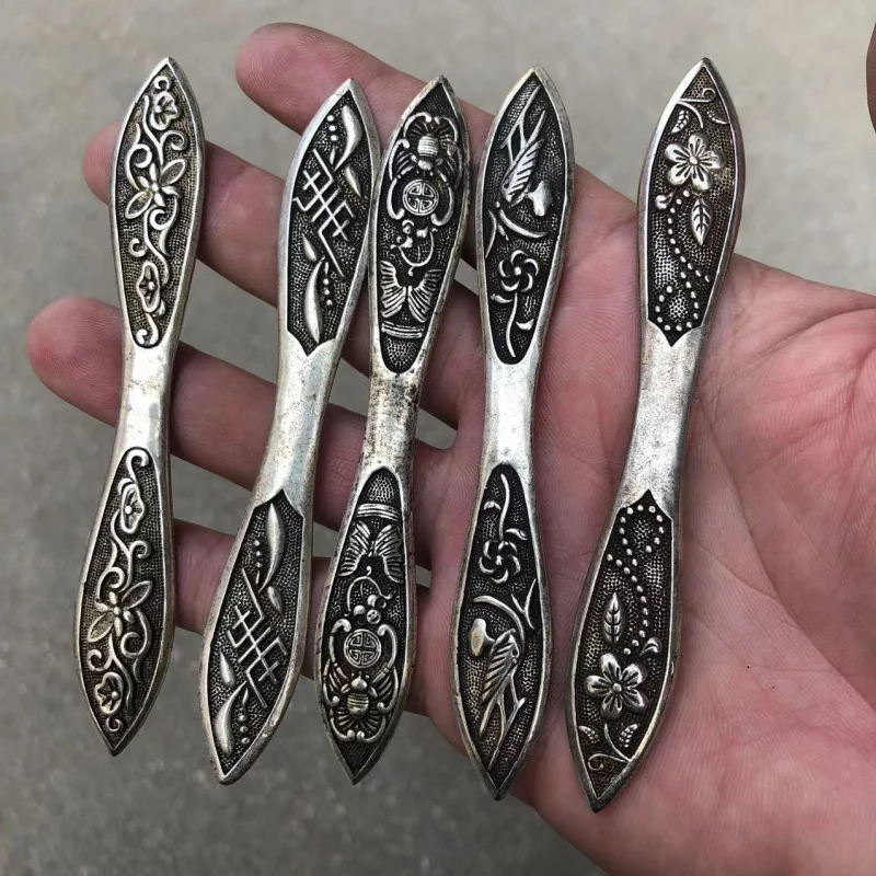 

Wholesale Vintage Distressed Ethnic Style Miao Silver Hairpin Double Pointed Tibetan Silver Hairpin Prop Hairpin5Optional