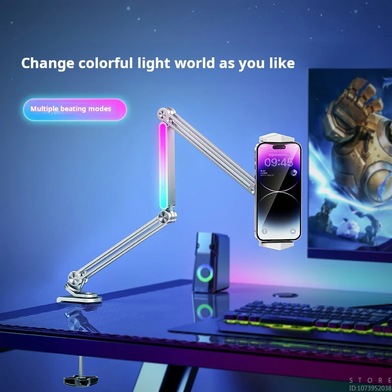 Imagem -02 - Cantilever Aluminum Alloy Mobile Phone e Tablet Holder Ajustável Led Light Long-braço Lazy Ajuste para Ipad Novo