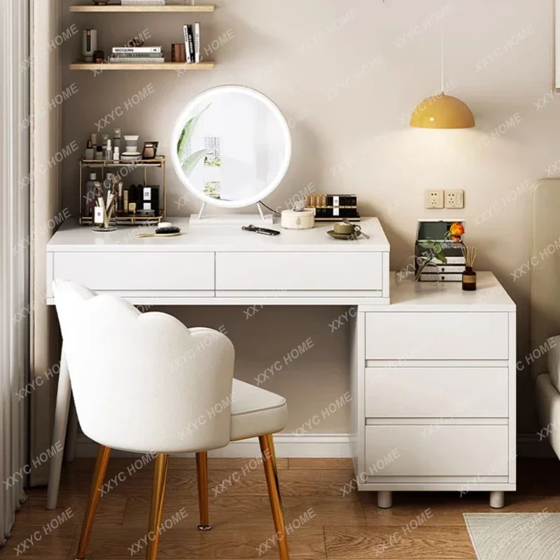 

Dressing Table Bedroom Modern Minimalist Makeup Table Cosmetic Mirror Desk Bedside Table Chest of Drawers