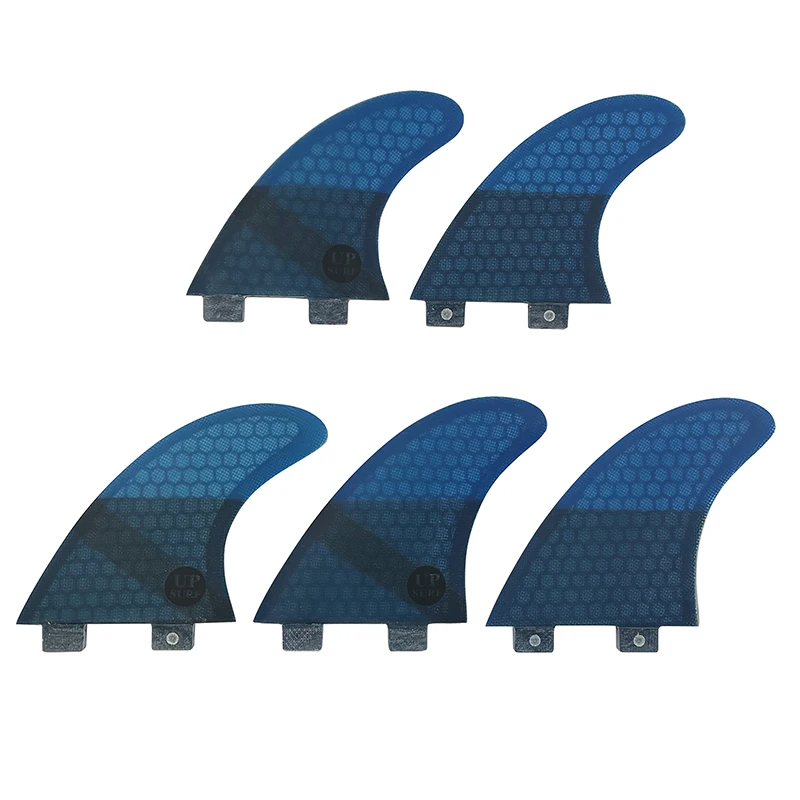 UPSURF FCS FINS Double Tabs Blue Honeycomb Surf Fins UK2.1 5pcs/set Quilhas Stabilizer Sup Fins For Surfing Swin Fins