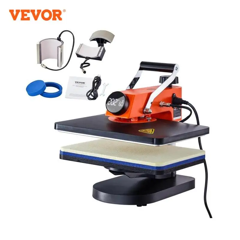 

VEVOR 5/6 in 1Heat Press Machine 12 x 15 inches Fast Heating 360 Swing Away Digital Sublimation Transfer T-Shirt Vinyl Printer