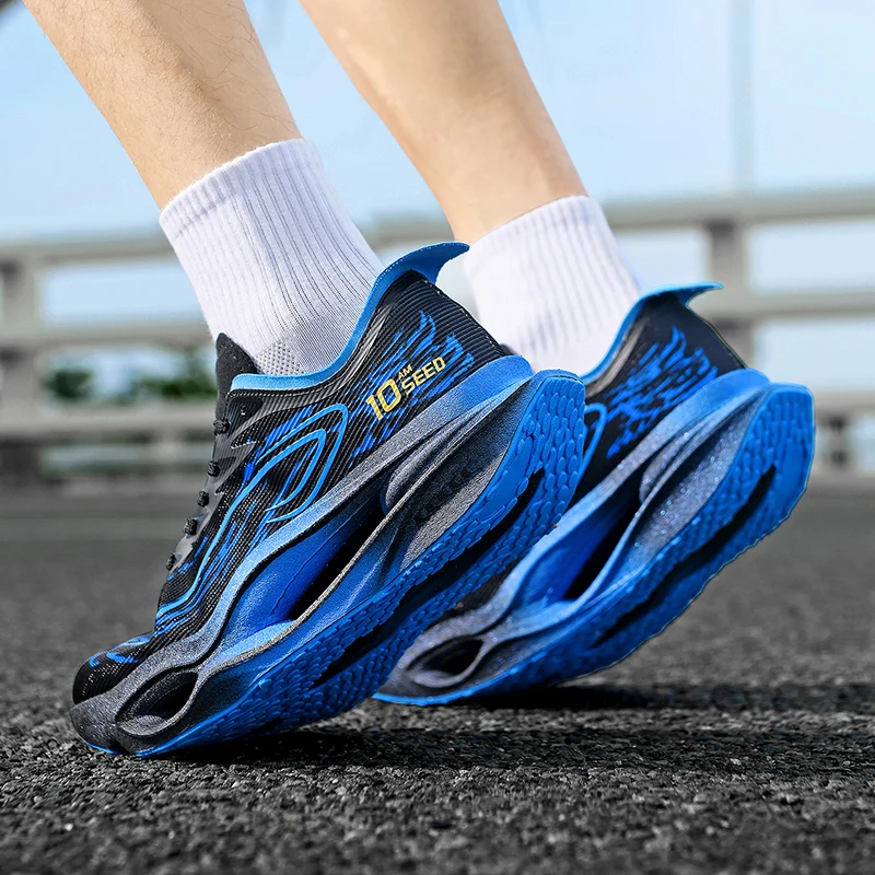 Herren-Freizeitsportschuhe, trendige Laufschuhe mit Tiger-Muster, Sportschuhe mit hohler Dämpfungsoptik, leichte, atmungsaktive Laufschuhe aus Mesh-Material, rutschfest und abriebfest, ideal für Jugendliche, Campus-Marathon-Training und Outdoor-Aktivitäten. – Detail 4