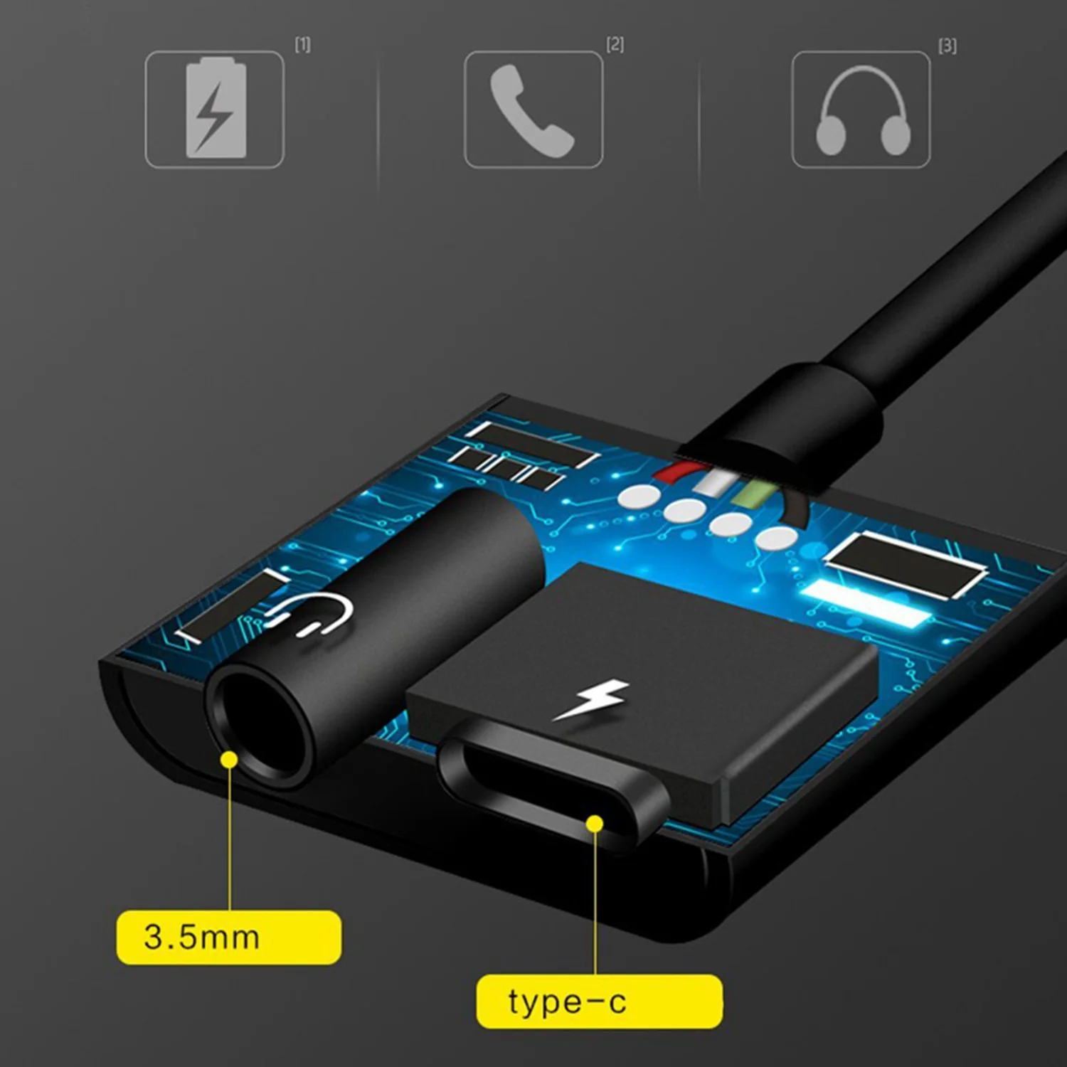

【BRAND NEW】2 Pcs 2 In1 Type-C To 3.5Mm Headphone Jack Adaptor/Connector Charger, Earphone Aux Audio & Charge Adaptor Black & Sil