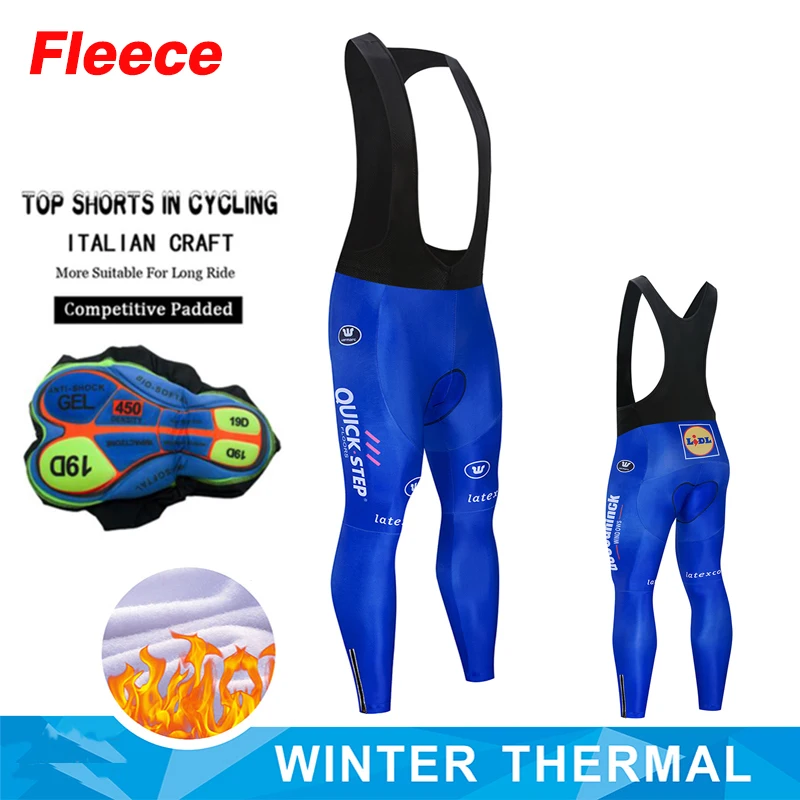 Winter Thermal Pants Quick Step Men Cycling Team Bike Fleece Bicycle Trouser Tight MTB Wear Pantalone Ciclismo Invernale Uomo