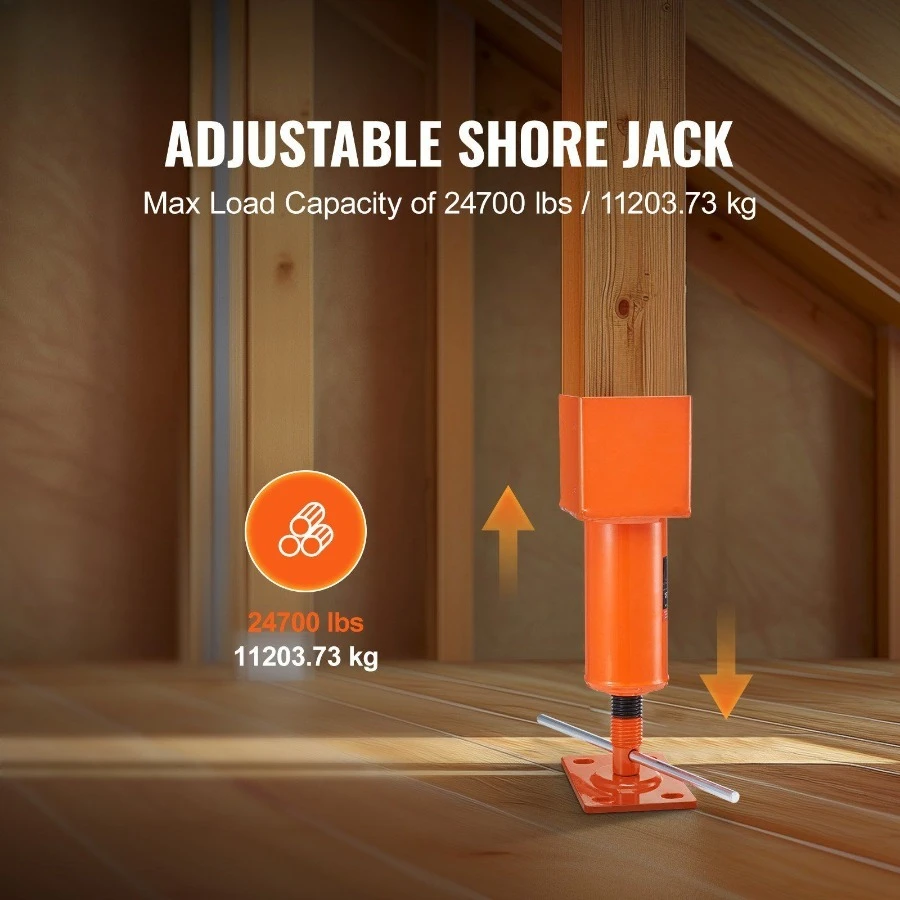 

Screw Jack Post, 4" x 4", 13.2"-18.7" Height Range, 24700 lbs Max Load Capacity, Adjustable Shore Jack, Temporary House Jack