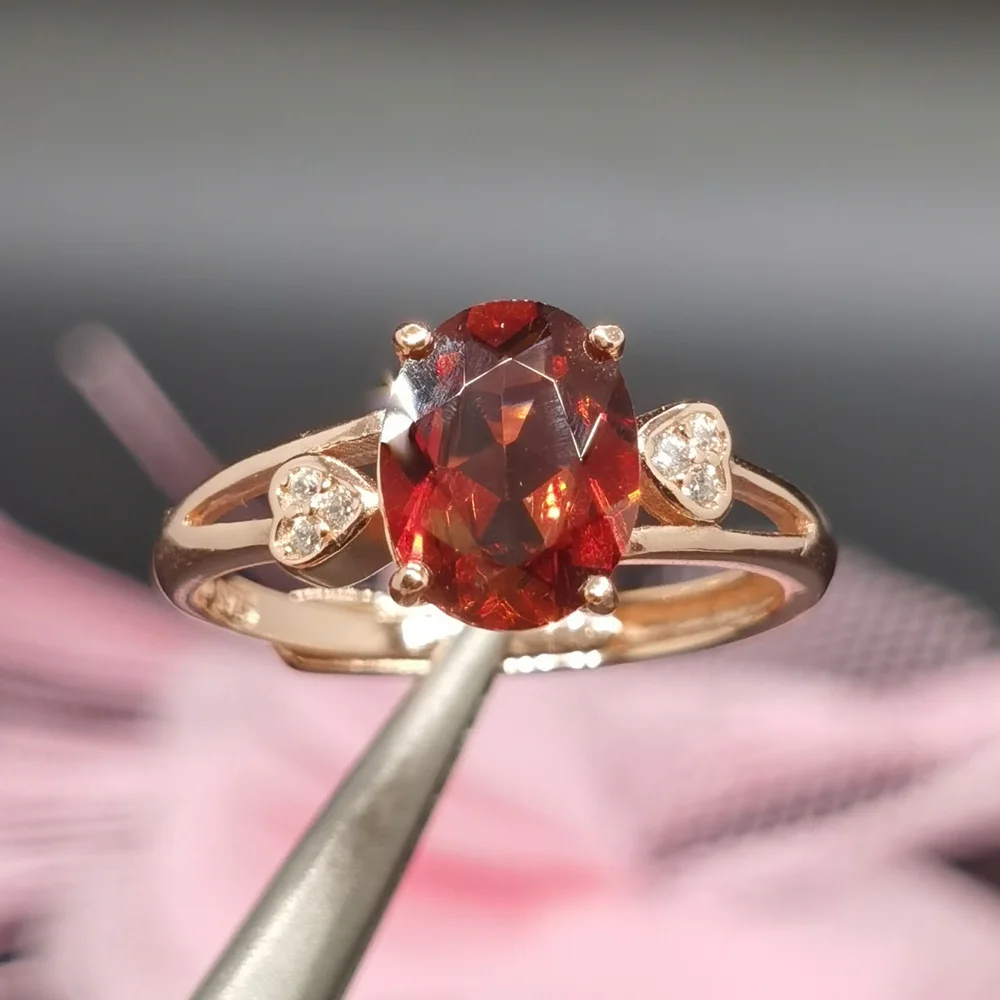 

100% Real Garnet Silver Ring for Daily Wear 7mm*9mm VVS Grade Garnet Ring 925 Silver Gemstone Jewelry January Birthstone