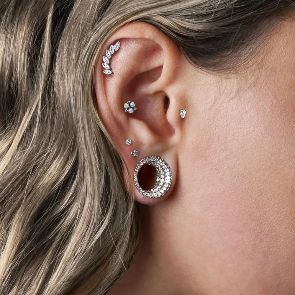 Casvort Sparkling Luxurious Round Ear Gauges Tunnels Expander Stretcher Piercing Women Body Men Jewelry New Arrival Gift