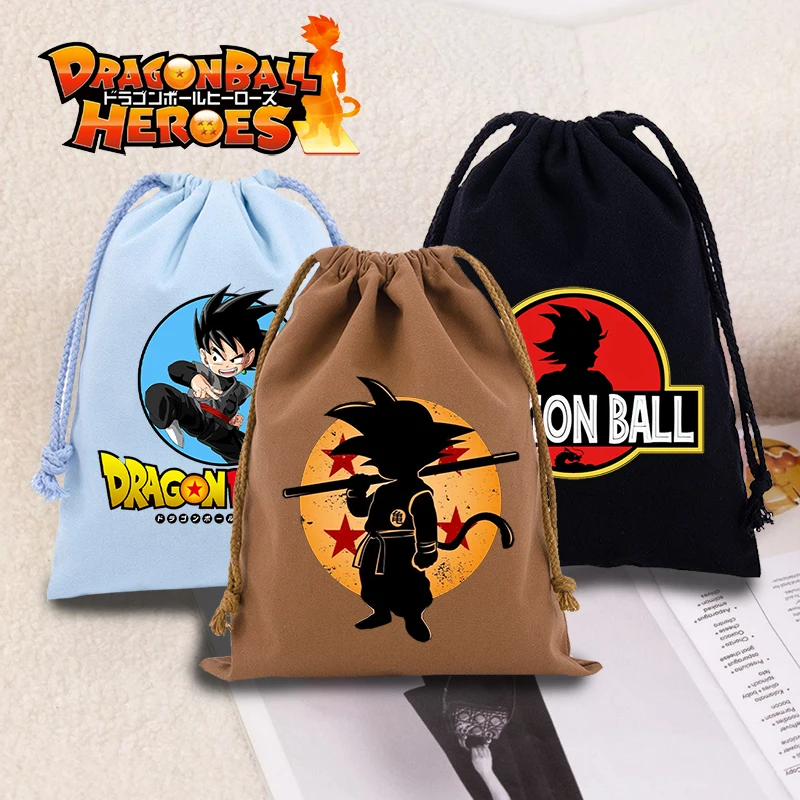 Dragon Ball-bolsillo de lona con cordón, bolsa de embalaje de regalo para Festival de Anime, joyería de dibujos animados, bolsa de almacenamiento de juguetes, bolsas de algodón, regalos