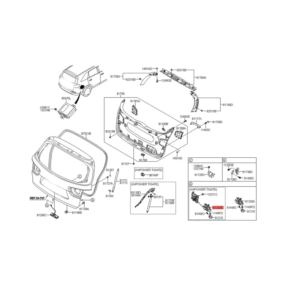 Imagem -06 - Carro Traseiro da Cauda Portão Trava Atuador Motor para Kia Sorento 20232023 81230-c5100