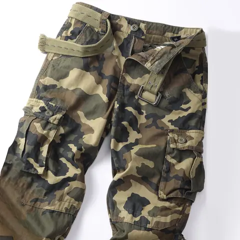 AKARMY Herrbyxor med cargo, militär, kamouflage, stridsbyxor, arbetsbyxor med 8 fickor (utan bälte) 8 best sales 8-ficks cargobyxor - №5