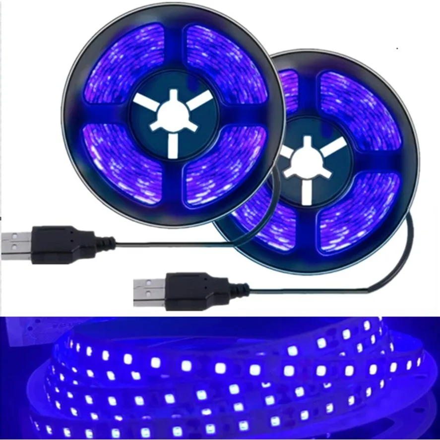 

UV DC 5V 5M 2835 SMD LED Light Strip Ultraviolet 385-400nm Black Light UV Lamp Flexible LED Ribbon for Glow Fluorescence party