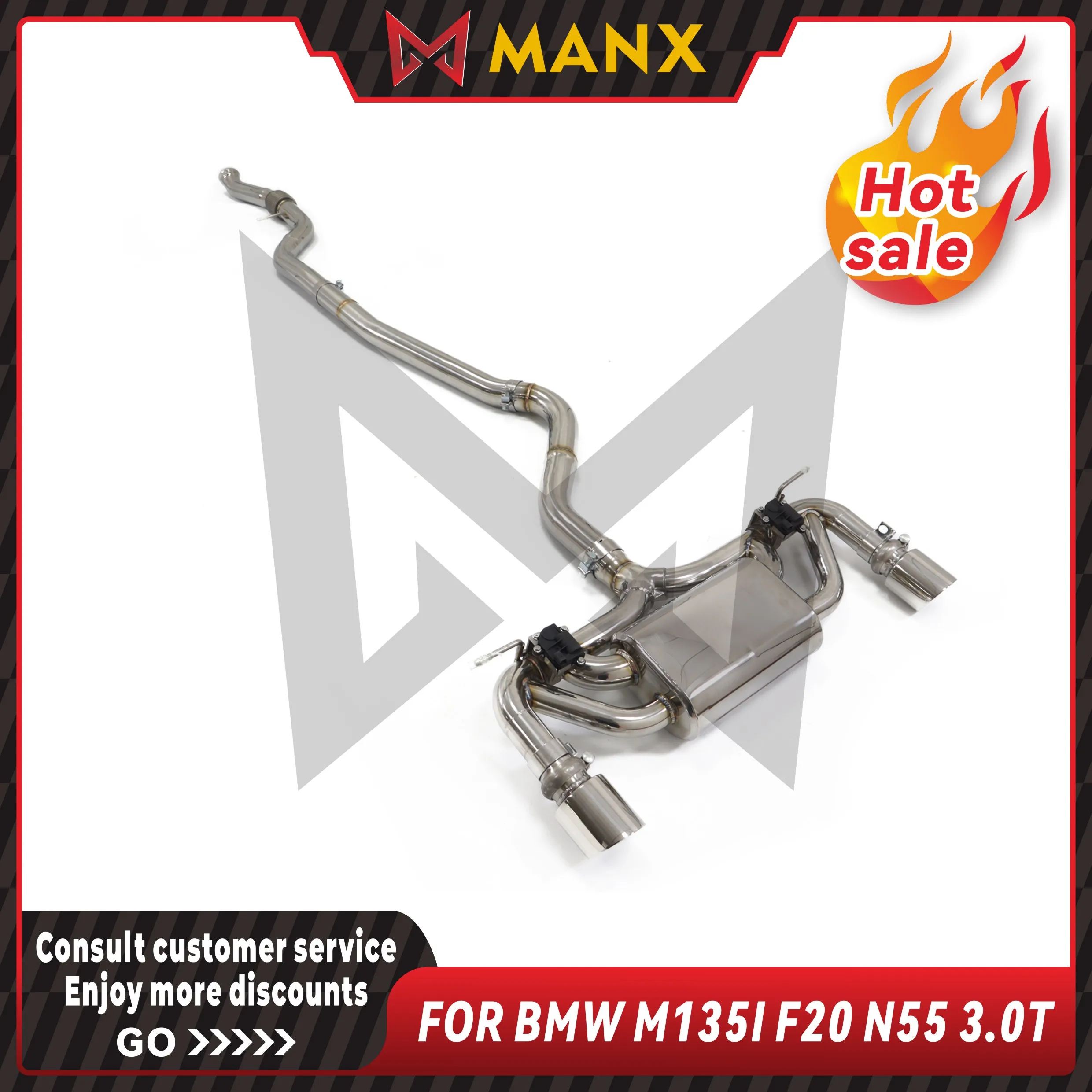

Exhaust cat-back for BMW M135I F20 N55 3.0T SS TIG manual welding with valves DIY modification Exact Fit