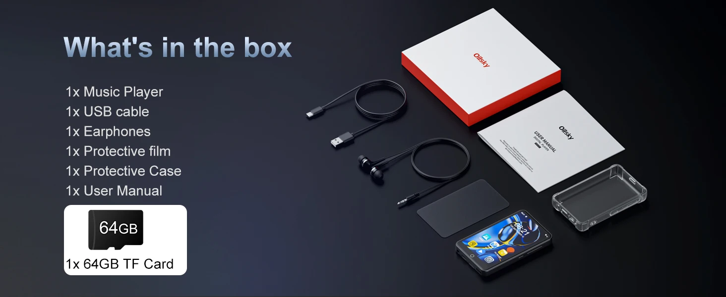 16GB/80GB MP3 Player Android 9.0 with Bluetooth and WiFi, 4.0-inch with speakers, FM radio, eBooks, capacity up to 512GB