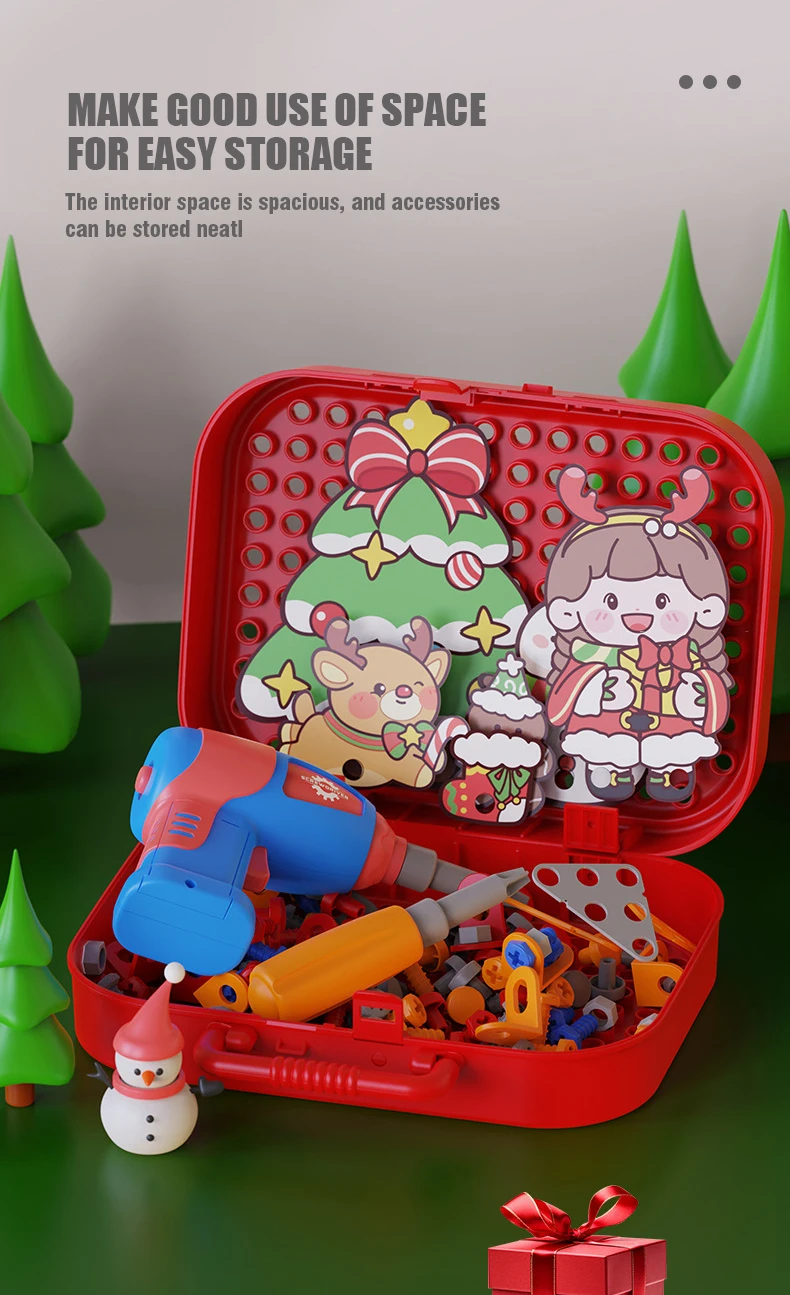 DIY Montage-Elektroschrauber-Spielzeugset Weihnachtsgeschenke Kinder-Reparatur-Werkzeugkasten Kreative Spiele Lernspielzeug für Kinder – Detail 11