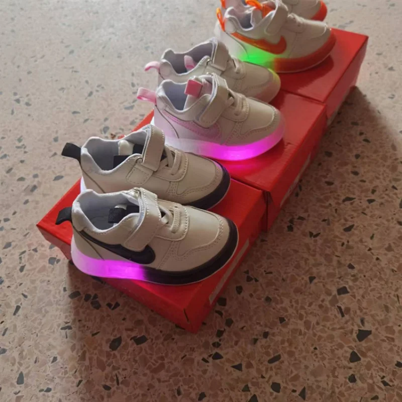 Sapatos luminosos coloridos para crianças com luz, flash fluorescente, meninos e meninas, novo, primavera