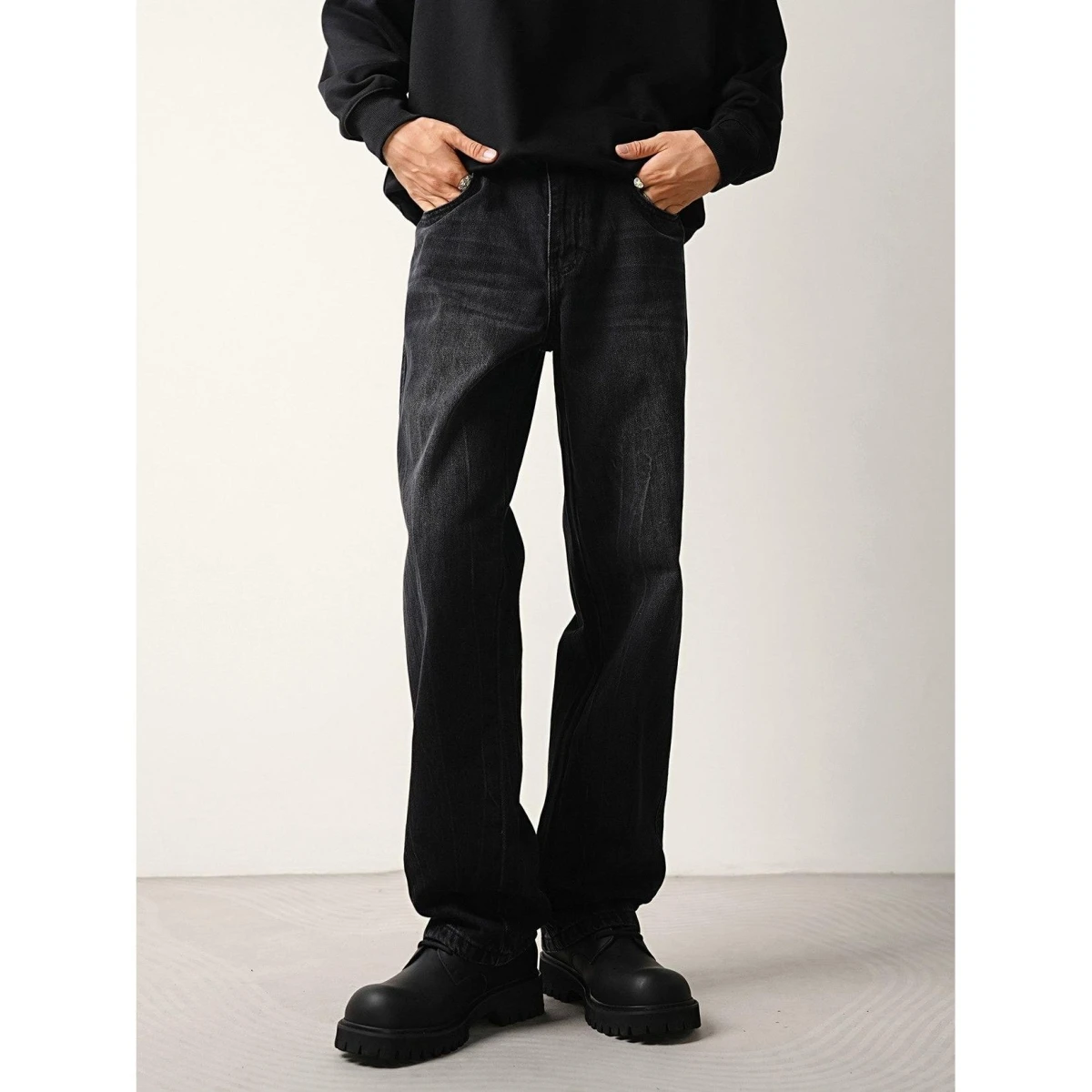 

Bla Straight Leg Men's Jeans Trendy Brand Spring Wa Loose Versatile Long Pants Casual Cotton Polyester Blend Youth ular