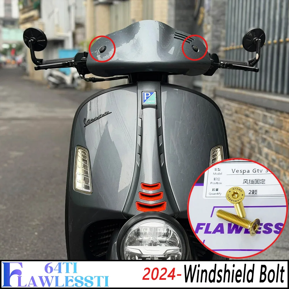 FLAWLESSTI Gr5 Titanium Bolt Windshield Brake Fluid Cap Fender Front Rear Brake Caliper Shock Battery Bolt For Vespa GTV 300