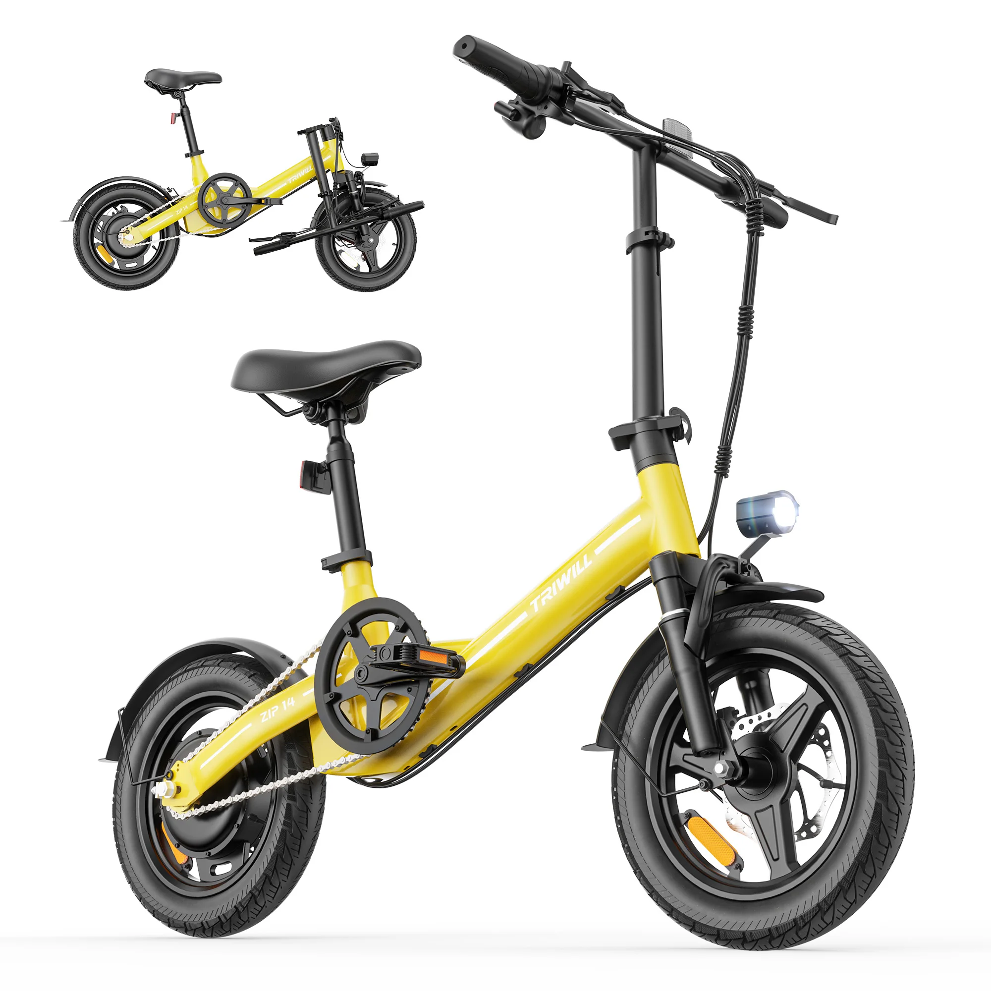 14 Inch Electric Bike Folding City Electric Bicycle 1000W Peak Adult Students Commuter E-Bike Pedelec 350W Motor 7.8Ah Battery Shock Absorbing Fork Mini Ebike Max 27km/h 10-12km Range Suitable Mechanical Disc Brakes Outdoor Camping Black Pink White image 5