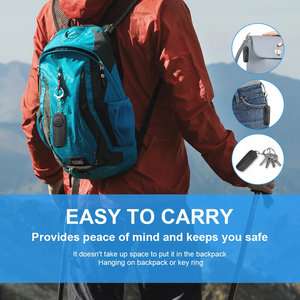 Hollarm Self Defense Alarm 130dB With LED Light Rechargeable Self Defense Woman Safety Alarm Emergency Anti-Attack Keychain